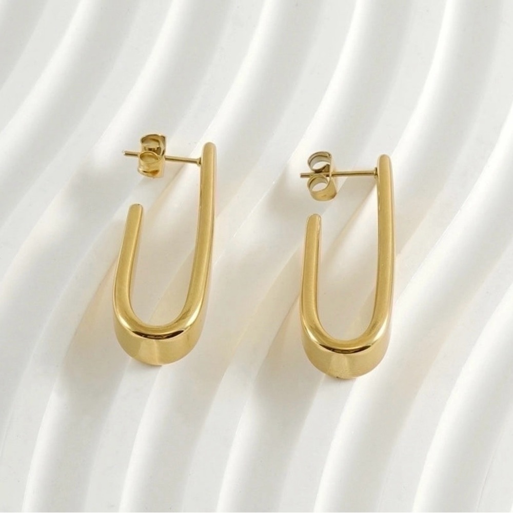 Sleek Gold Plated Earrings - Picture 2 of 3